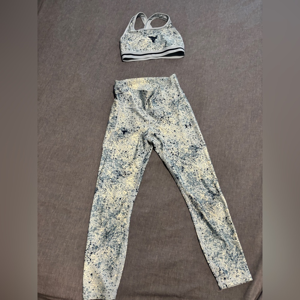 Under Armour Project Rock Sports Bra + Cropped High-Rise Leggings Set | Like New